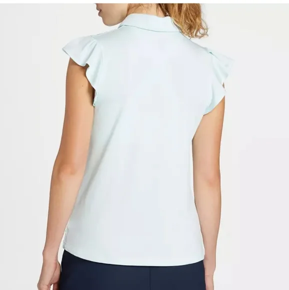 Walter Hagen Women's Clubhouse Flutter Sleeve Golf Shirt, size M, Light Blue NWT - Picture 2 of 10